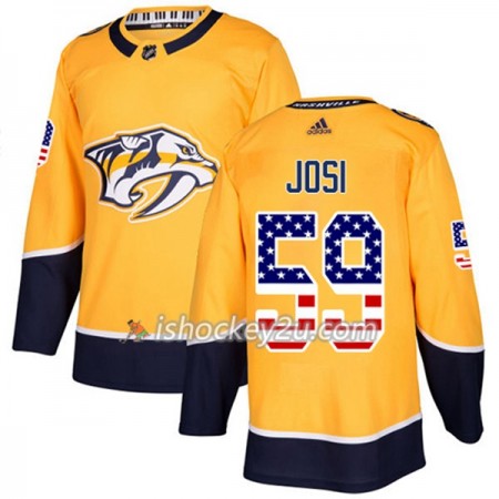 Mænd NHL Nashville Predators Trøje Roman Josi 59 Adidas 2017-2018 Guld USA Flag Fashion Authentic